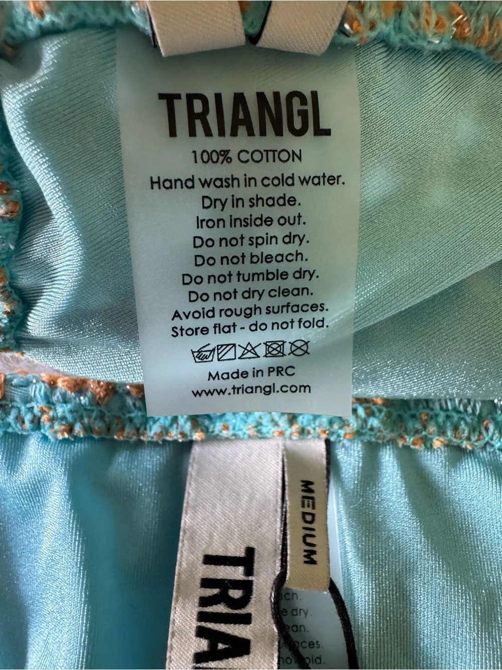triangl swimwear Crochet Tie-Side Bikini in Turquoise and Tan